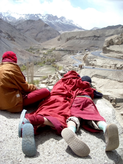 young novices observing the village life in lamayuru.JPG